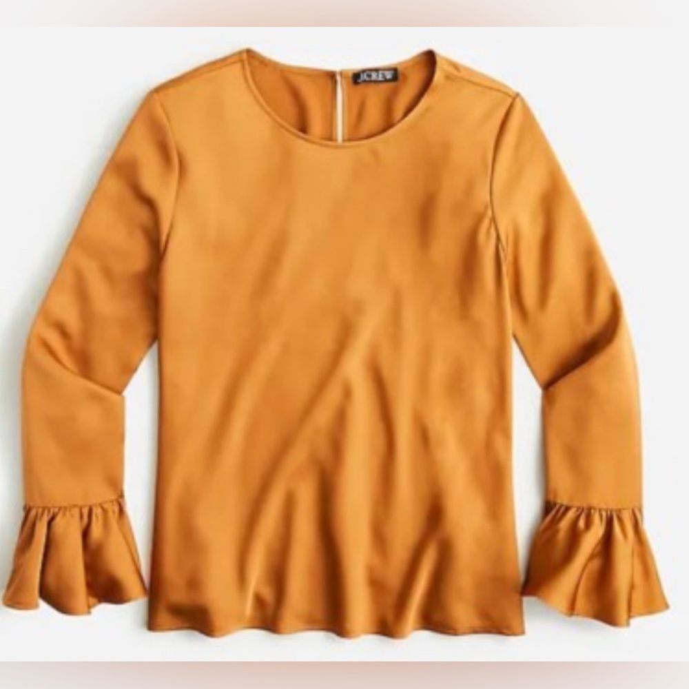 J. Crew Winter Garden Top bell Sleeve Satin Blouse Size M